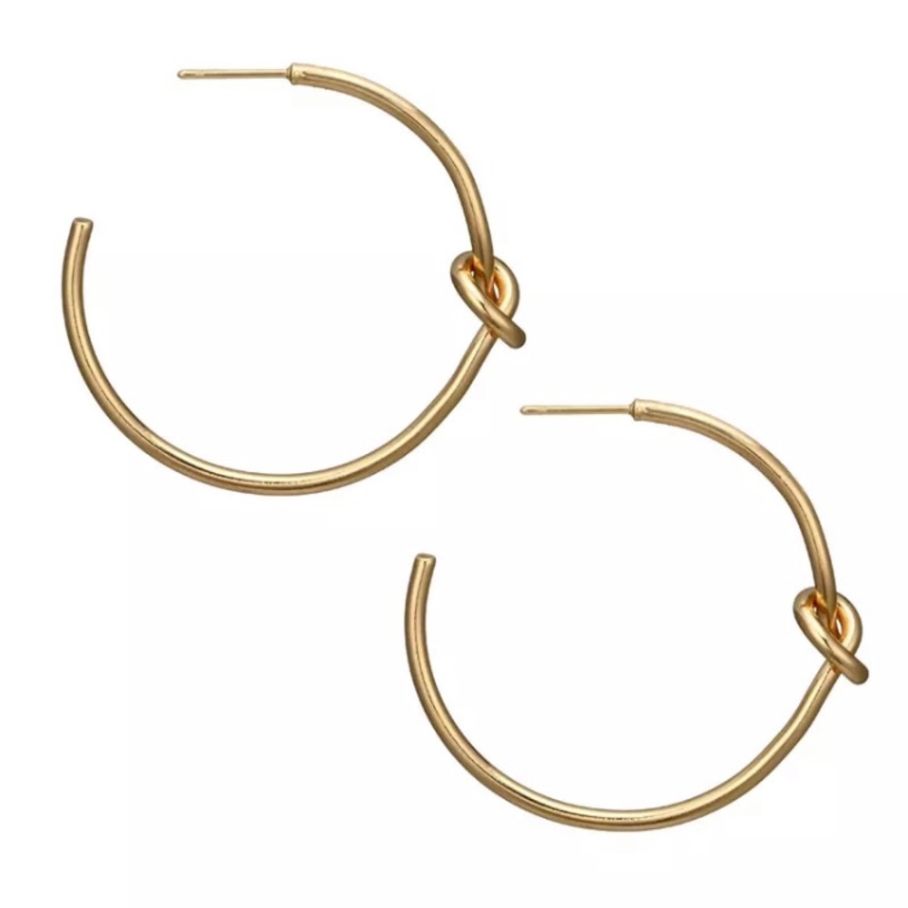 Gold knot hoop earrings - Picture 5 of 7